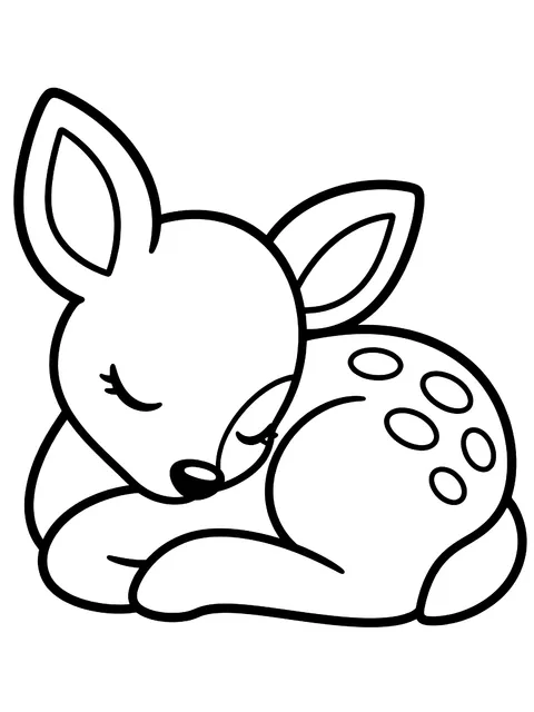 Easy Sleeping fawn curled up coloring page