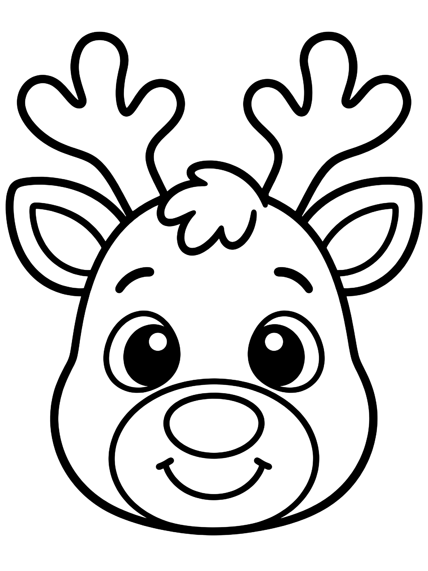 Easy Cute reindeer face coloring page