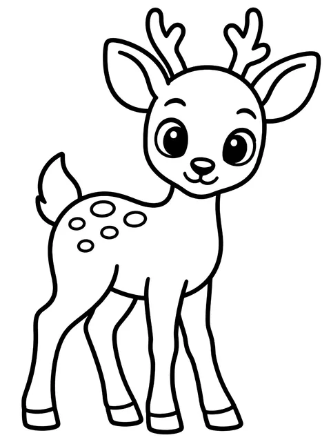 Easy Young deer with small antlers coloring page