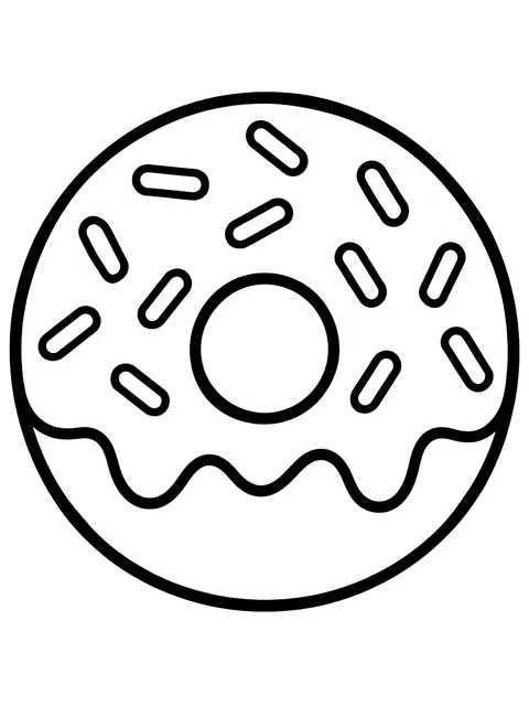Easy Donut with icing and sprinkles coloring page