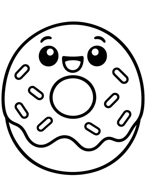 Easy Smiling donut coloring page