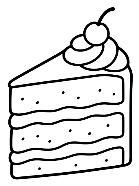 Easy Slice of layer cake coloring page