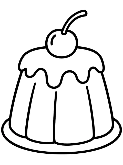 Easy Wobbly pudding with a cherry coloring page