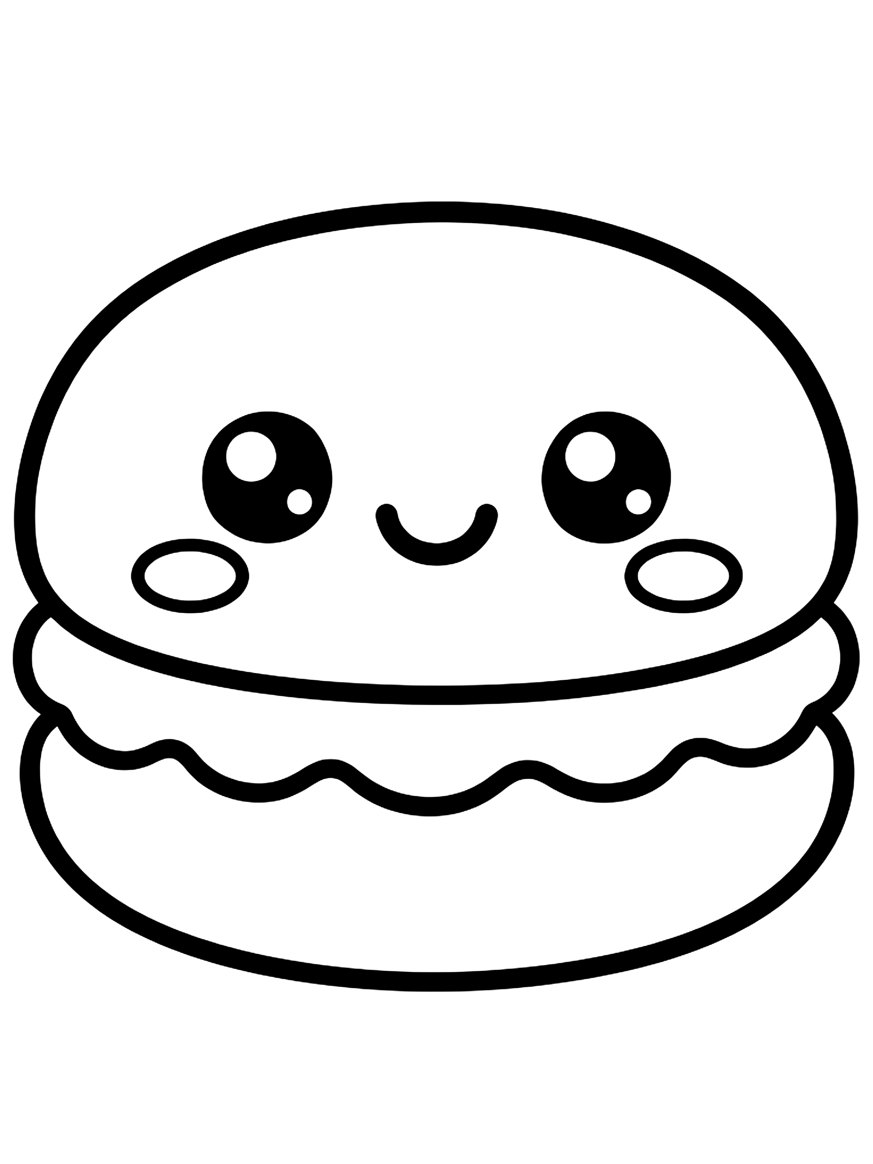 Easy Cute macaron with a face coloring page