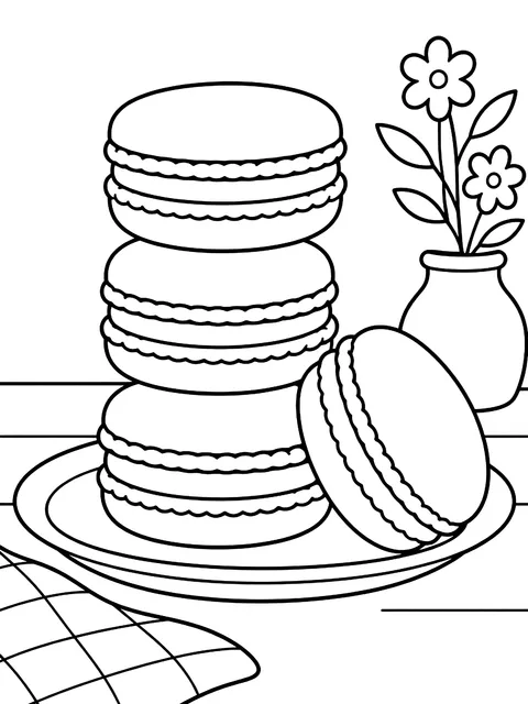Stack of macarons coloring page
