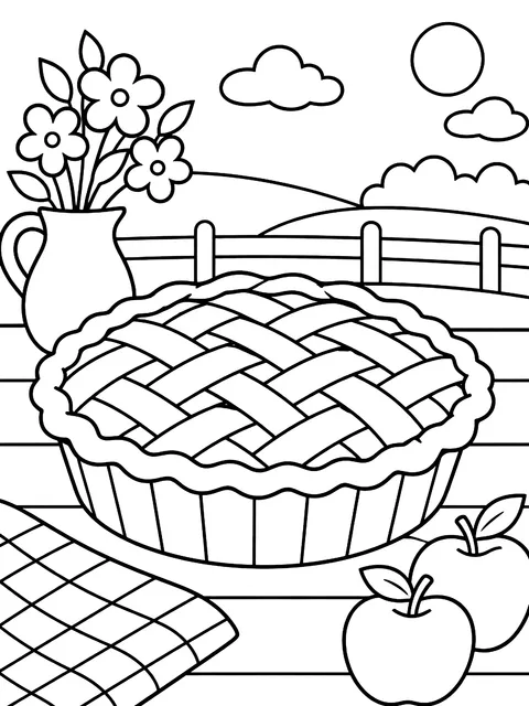 Pie with a lattice top coloring page