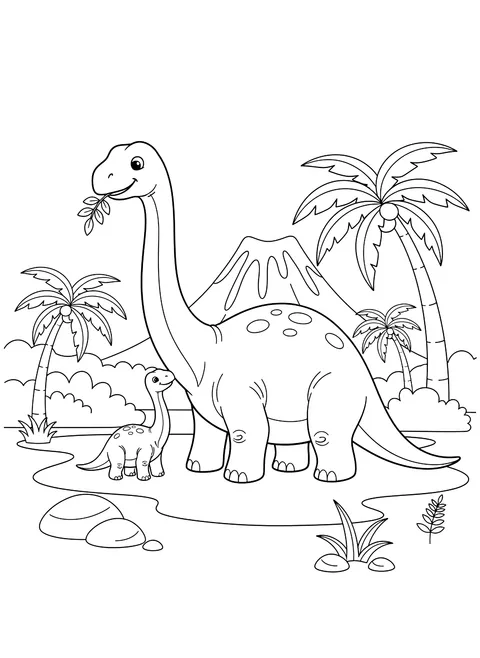 Dinosaur family coloring page
