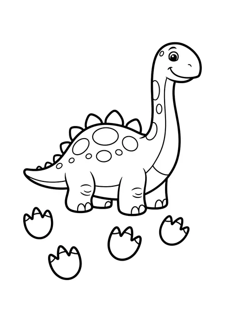 Easy Dinosaur with footprints coloring page
