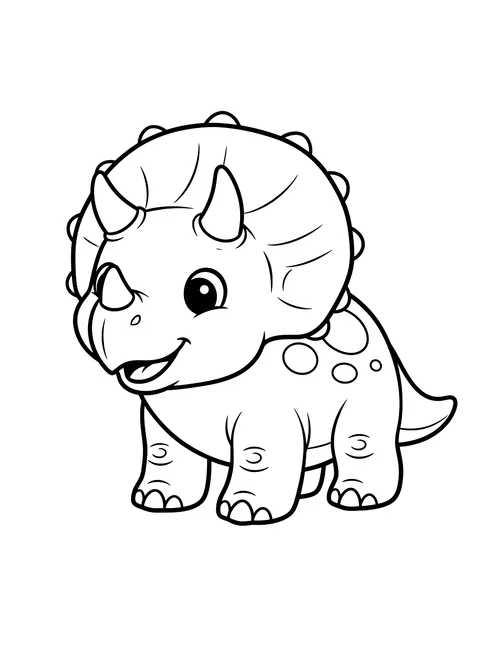 Easy Friendly triceratops coloring page
