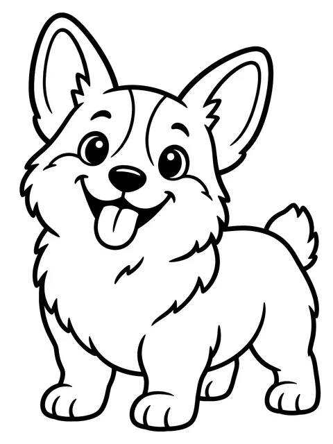 Easy Smiling corgi coloring page