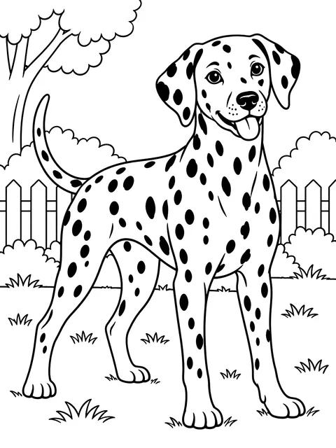 Dalmatian with spots coloring page