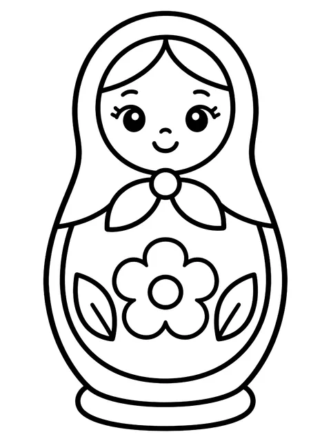 Easy Nesting doll coloring page