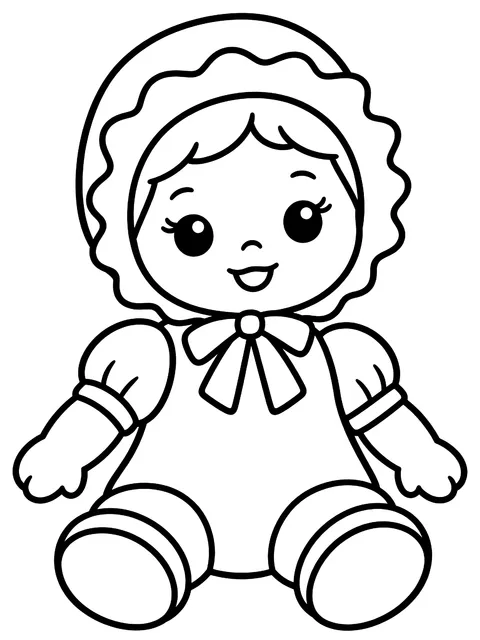 Easy Baby doll in a bonnet coloring page