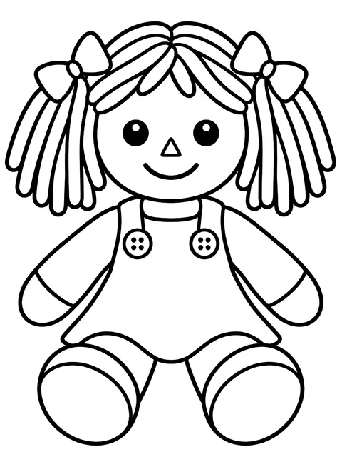 Easy Rag doll with yarn hair coloring page