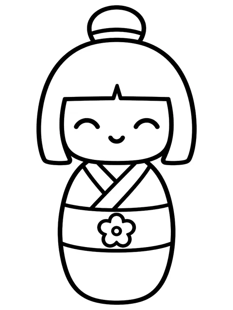 Easy Kokeshi doll coloring page