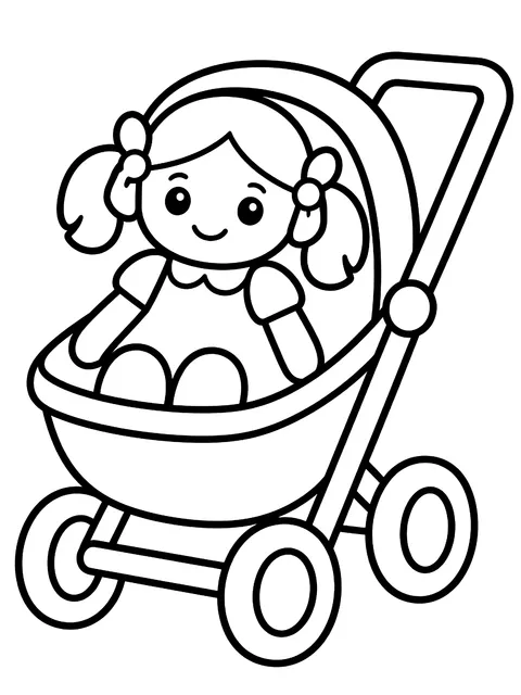 Easy Doll in a toy stroller coloring page