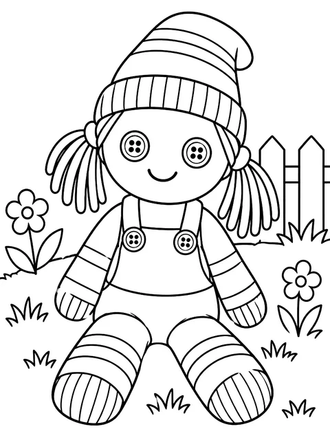 Handmade sock doll coloring page
