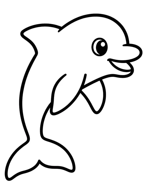 Easy Simple dolphin outline coloring page