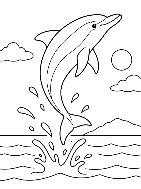 Spinner dolphin spinning in the air coloring page