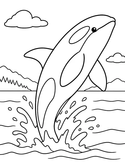 Orca breaching coloring page