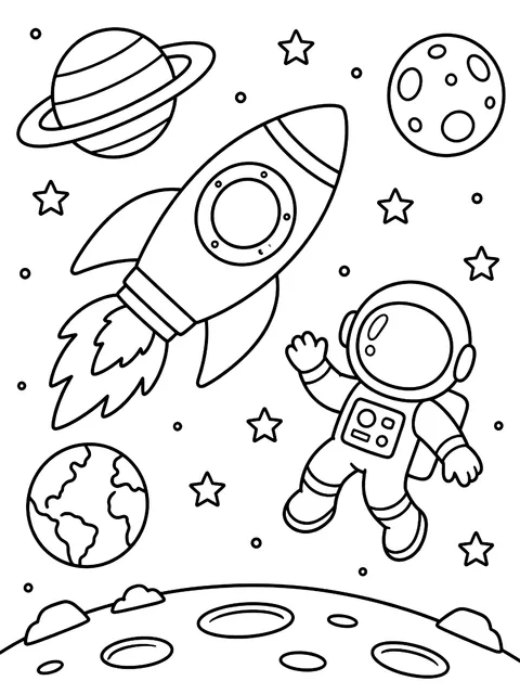 Space doodles coloring page