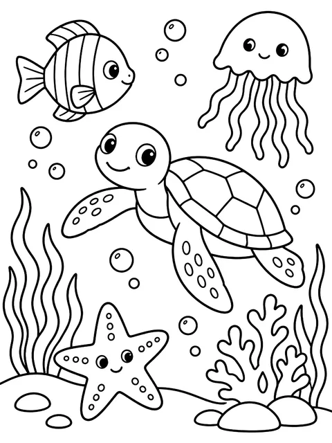 Ocean doodles coloring page