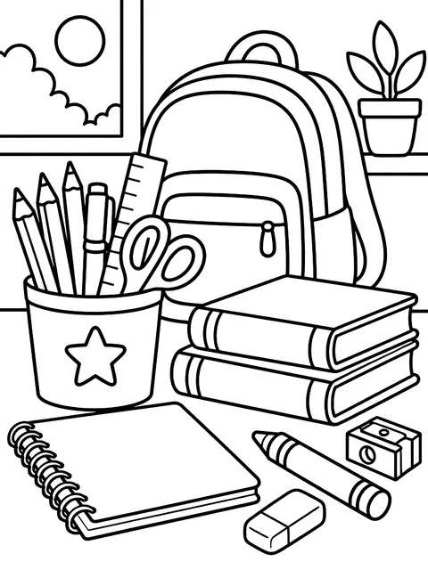 School supplies doodles coloring page