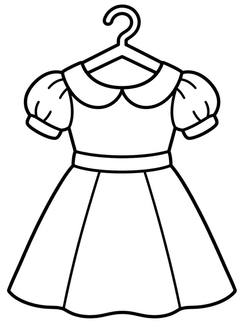 Easy Simple A-line dress on a hanger coloring page