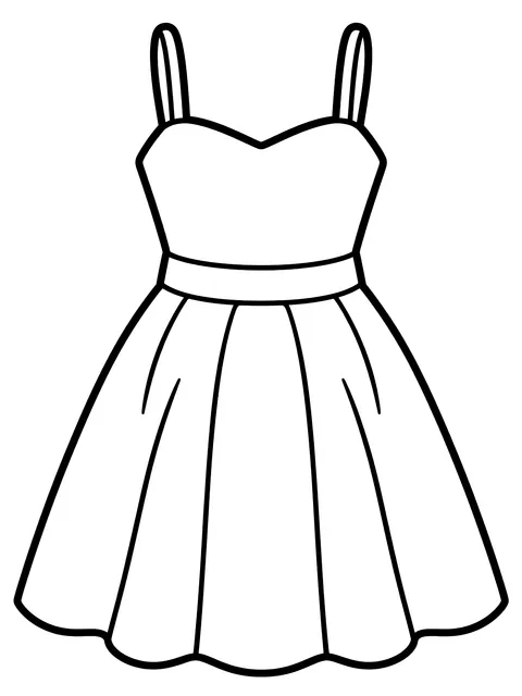 Easy Sundress with thin straps coloring page