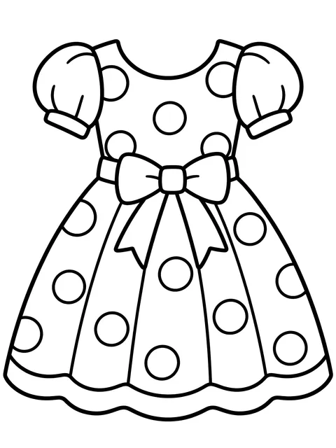 Easy Polka-dot party dress coloring page