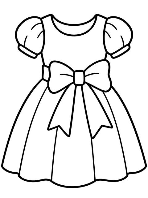 Easy Dress with a big bow at the waist coloring page