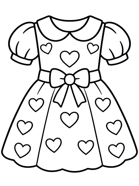 Easy Dress with a heart print coloring page