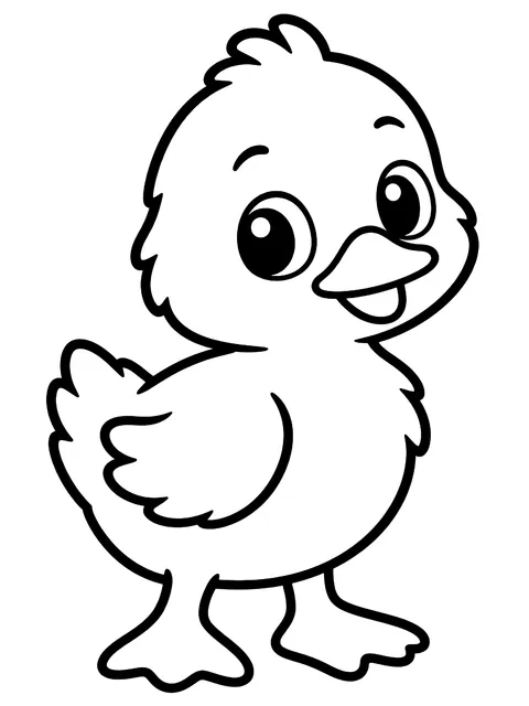 Easy Simple fluffy duckling coloring page