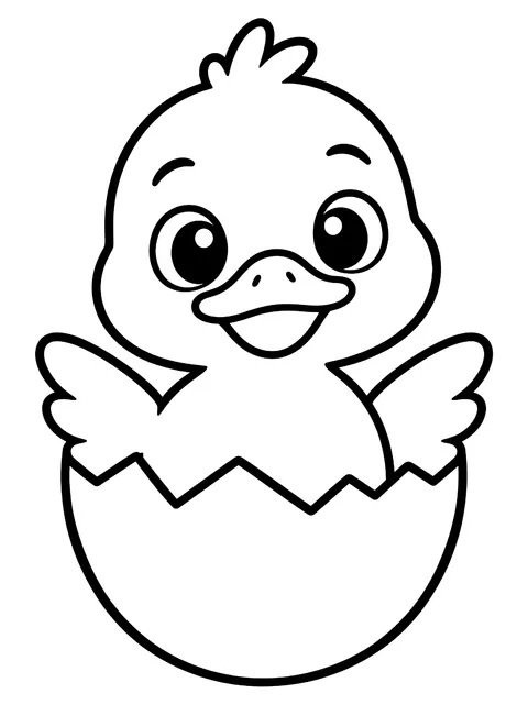 Easy Duckling in an eggshell coloring page