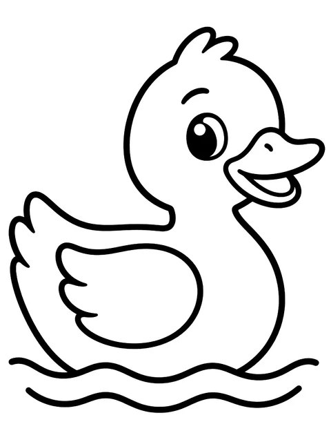 Easy Smiling duck swimming coloring page