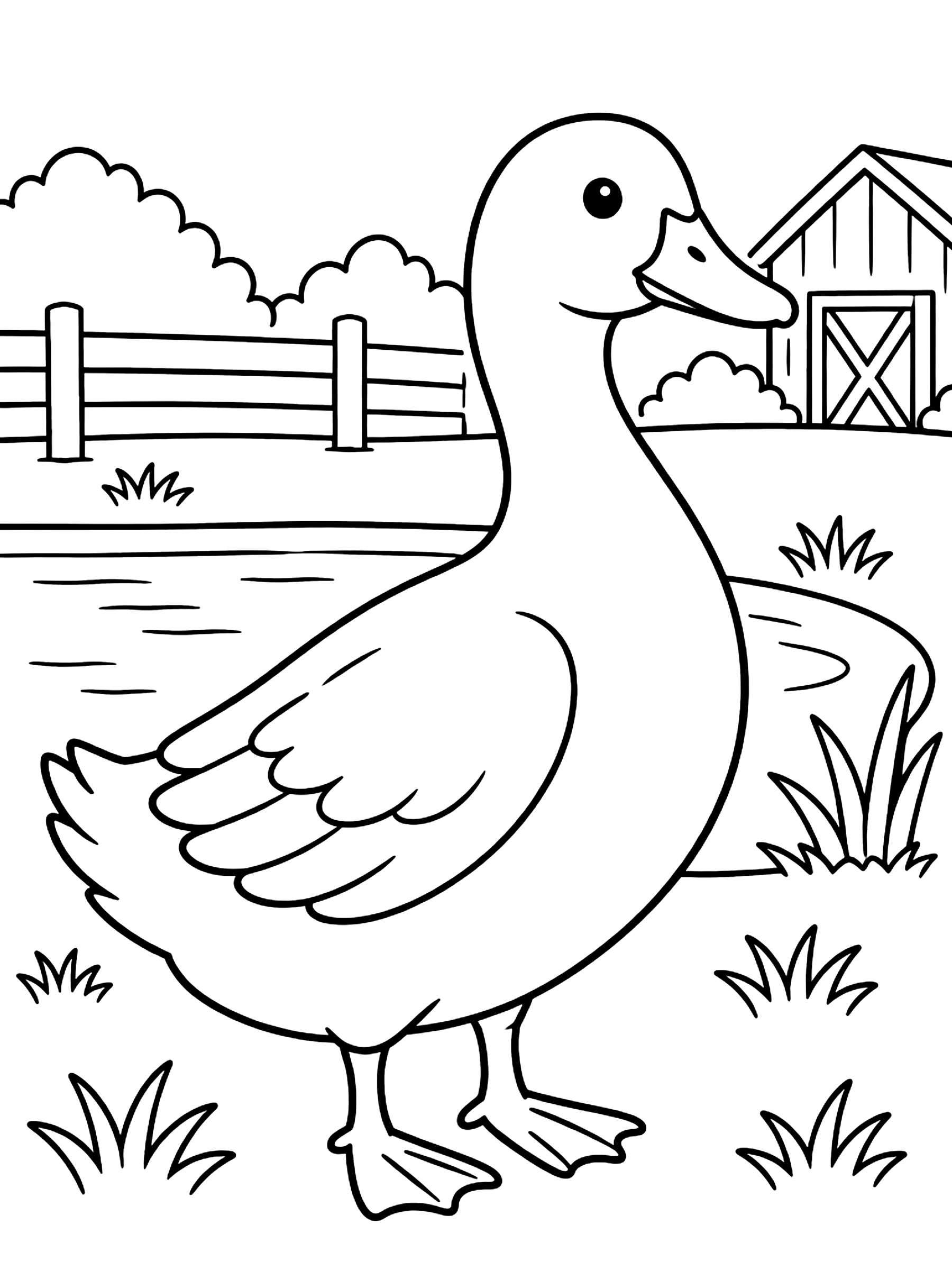 White farm duck coloring page