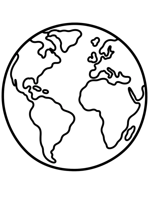 Easy Simple Earth globe coloring page