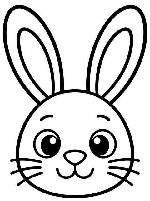Easy Bunny face with big ears coloring page