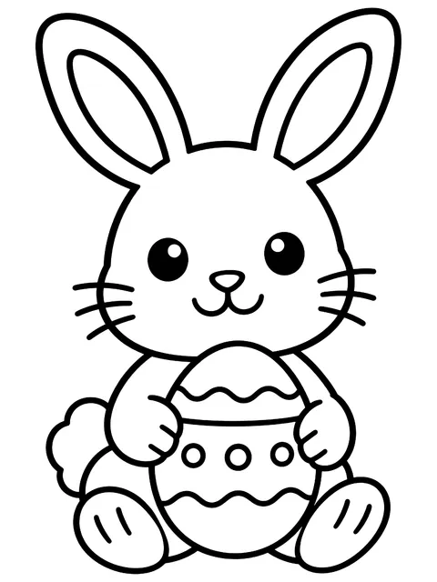 Easy Bunny sitting with one egg coloring page