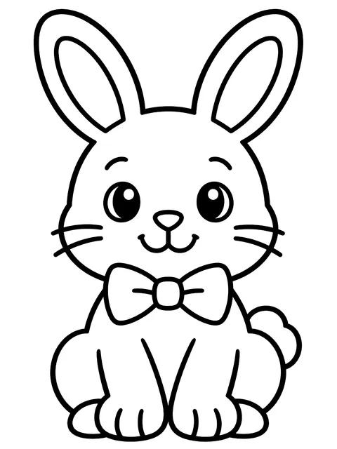 Easy Bunny in a bow tie coloring page