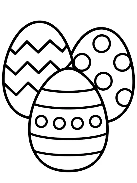 Easy Three eggs with simple patterns coloring page
