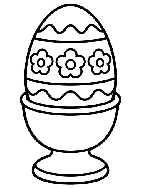 Easy Decorated egg in an egg cup coloring page