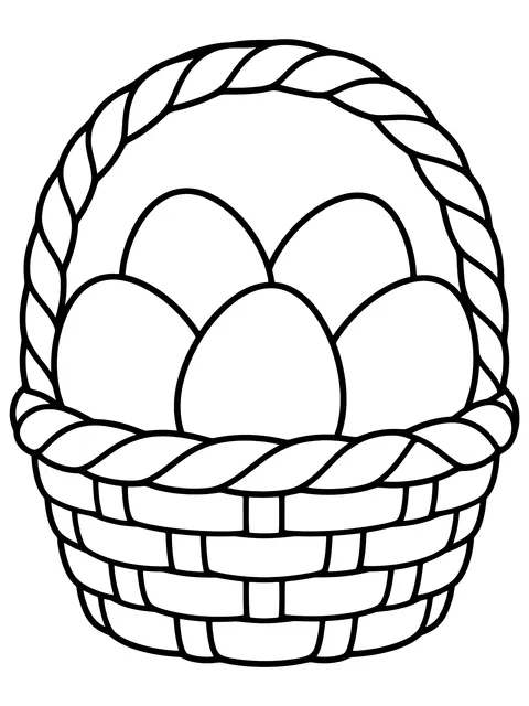 Easy Basket of plain eggs to decorate coloring page