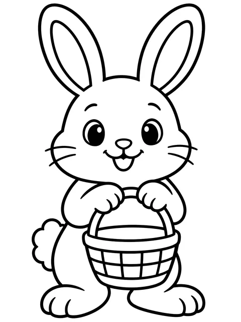 Easy Bunny holding a basket coloring page