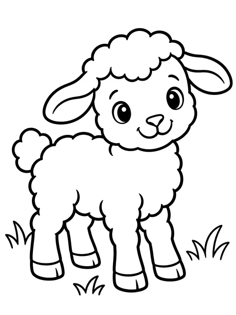 Easy Lamb in a meadow coloring page