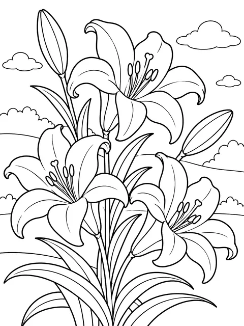 Easter lilies coloring page