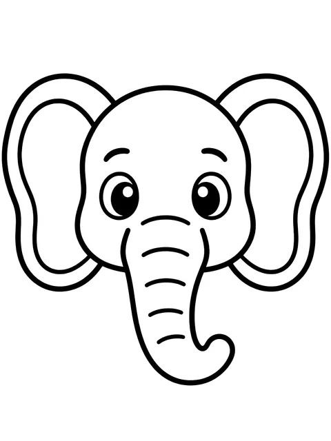 Easy Elephant face with big ears coloring page