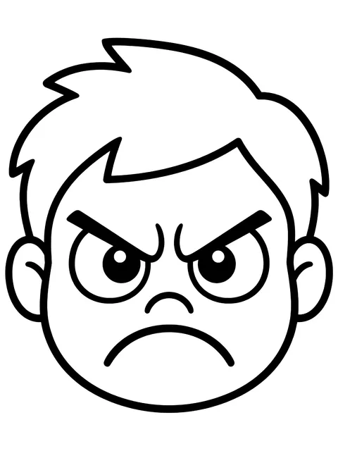 Easy Angry face coloring page