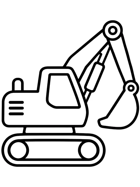Easy Excavator side view coloring page