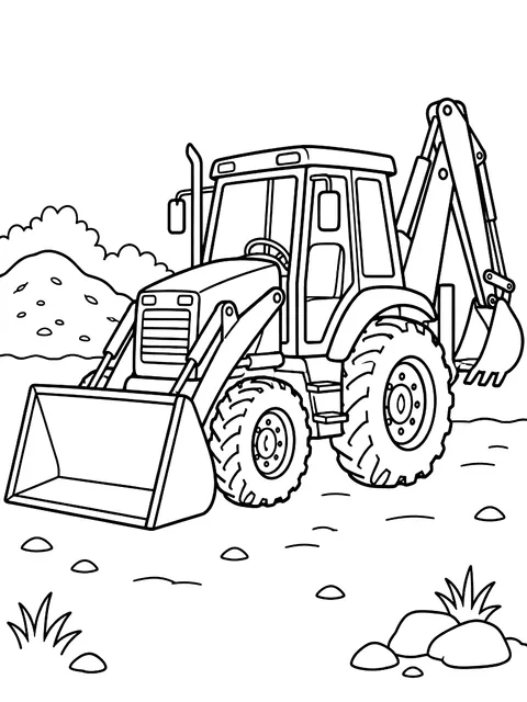 Backhoe loader coloring page